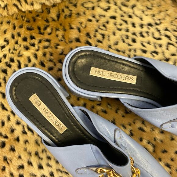 Neil Rodgers Laura Leather Chain Link Accent Mule Slip On Blue 41 - Picture 6 of 6
